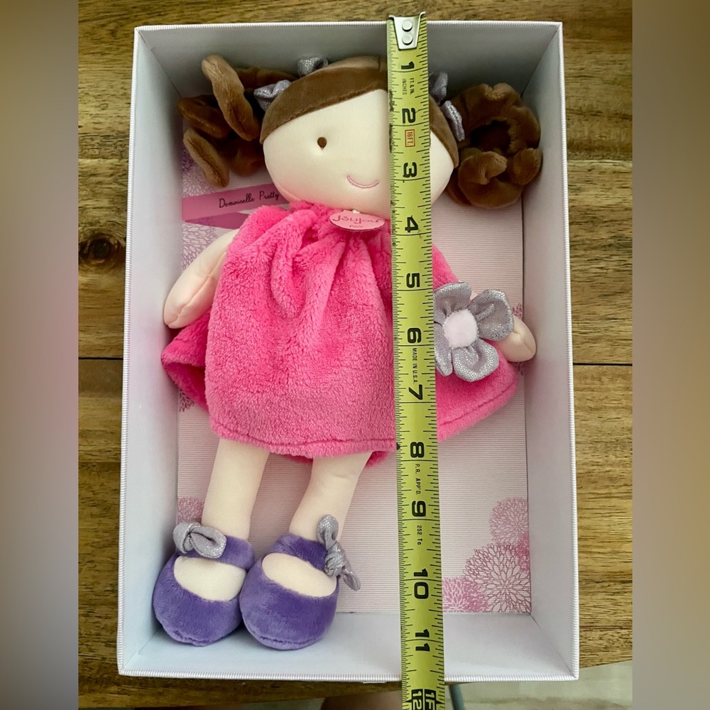 JoliJou Joy Jou Plush Doll with Pink Dress and Purple Shoes 12” - Picture 6 of 7